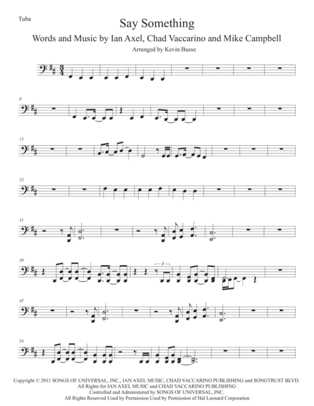 Say Something Tuba Original Key Sheet Music