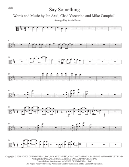 Say Something Viola Original Key Sheet Music