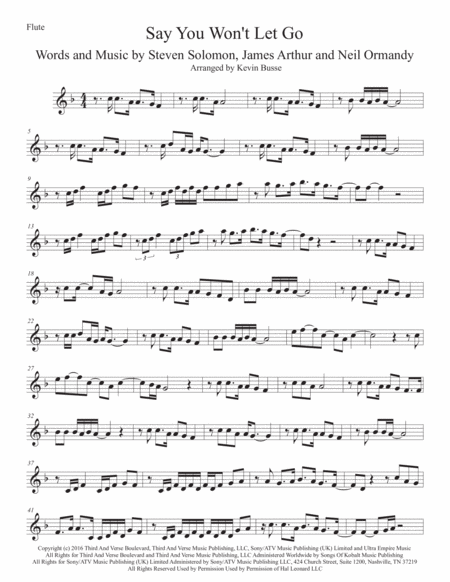 Say You Wont Let Go Flute Sheet Music