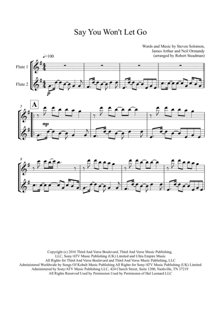 Say You Wont Let Go James Arthur Sheet Music