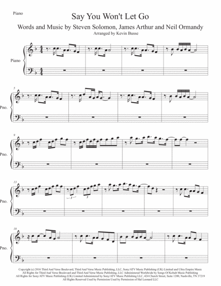 Say You Wont Let Go Piano Sheet Music