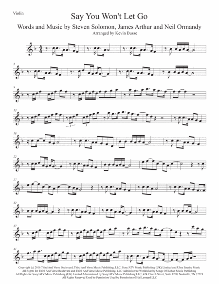 Say You Wont Let Go Violin Sheet Music