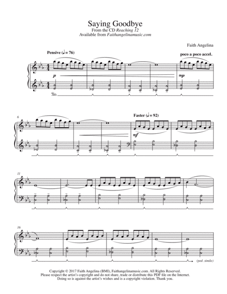 Saying Goodbye Sheet Music