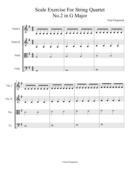 Scale Exercise For String Quartet No 2 In G Major Sheet Music