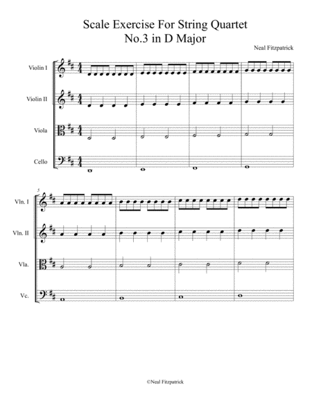 Scale Exercise For String Quartet No 3 In D Major Sheet Music