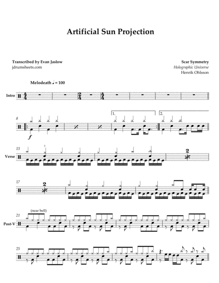 Free Sheet Music Scar Symmetry Artificial Sun Projection