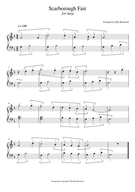 Scarborough Fair Easy Harp Sheet Music