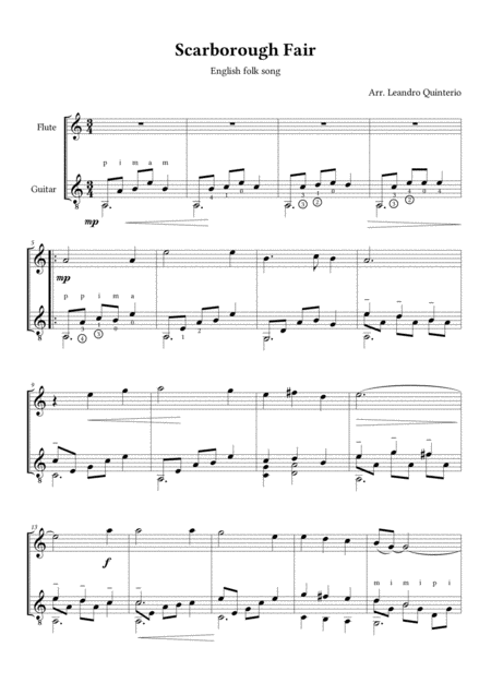 Scarborough Fair Flute And Guitar Duet Sheet Music