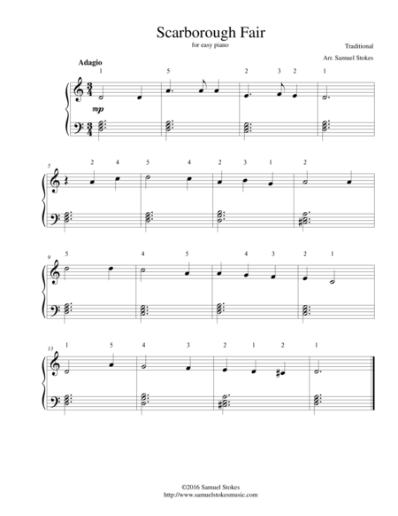 Free Sheet Music Scarborough Fair For Easy Piano