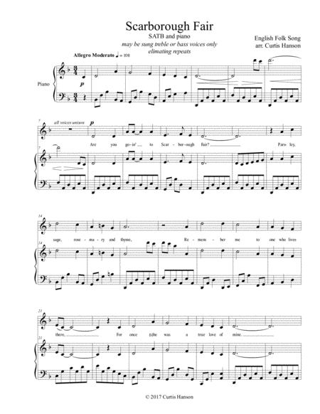 Free Sheet Music Scarborough Fair Satb