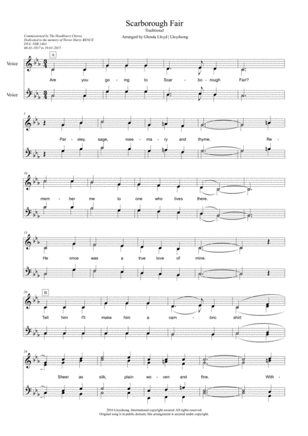 Free Sheet Music Scarborough Fair Womens Barbershop