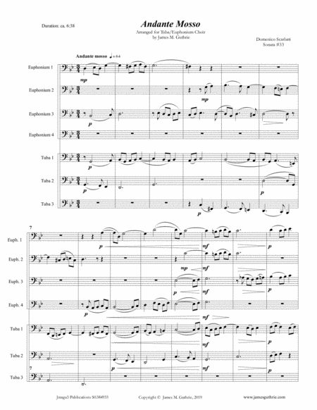 Scarlatti Andante Mosso For Tuba Choir Sheet Music