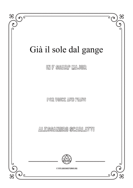 Scarlatti Gi Il Sole Dal Gange In F Sharp Major For Voice And Piano Sheet Music