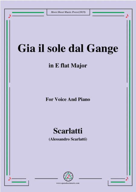 Scarlatti Gia Il Sole Dal Gange In E Flat Major For Voice And Piano Sheet Music