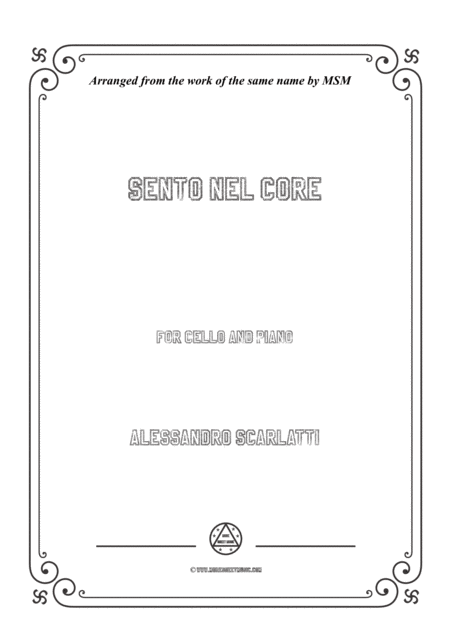 Scarlatti Sento Nel Core For Cello And Piano Sheet Music