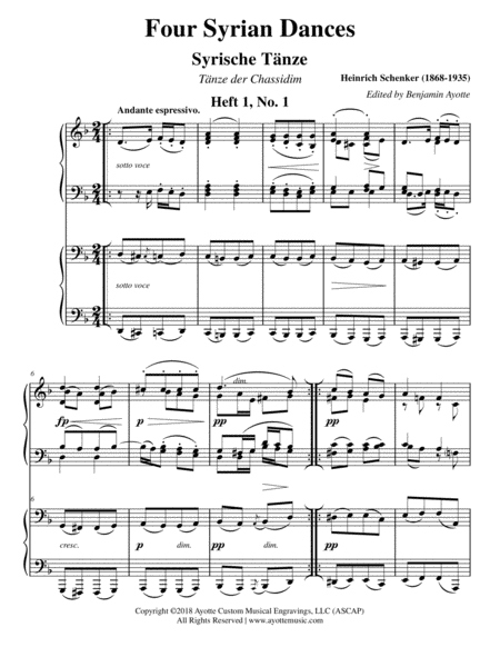 Free Sheet Music Schenker Syrian Dances For Piano Four Hands