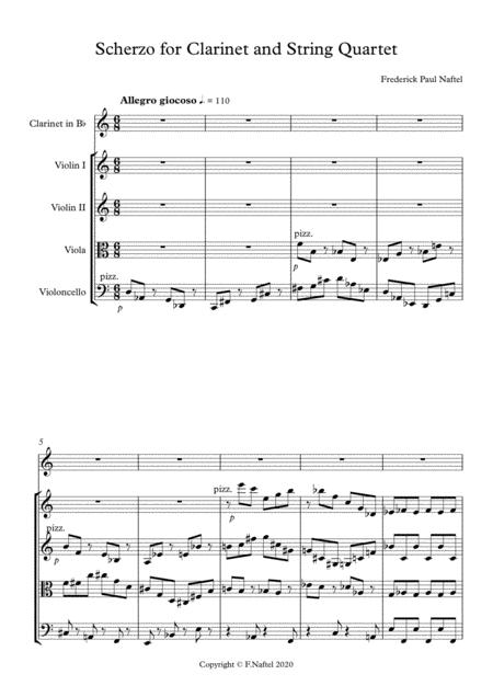 Scherzo For Bb Clarinet And String Quartet Sheet Music