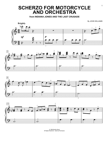 Free Sheet Music Scherzo For Motorcycle And Orchestra From Indiana Jones