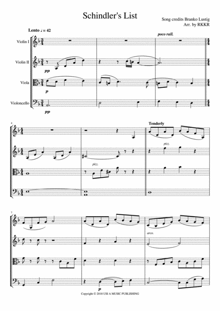 Schindlers List Theme Song Sheet Music