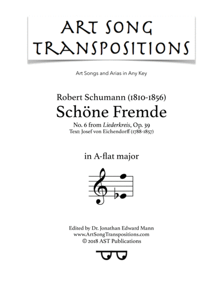 Schne Fremde Op 39 No 6 A Flat Major Sheet Music