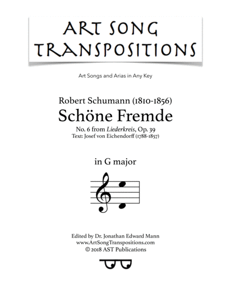 Schne Fremde Op 39 No 6 G Major Sheet Music