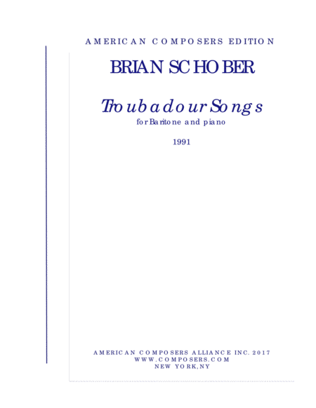 Schober Troubadour Songs Sheet Music