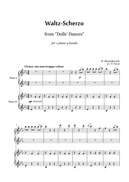Free Sheet Music Schostakovich Waltz Scherzo From Dolls Dances Piano 4 Hands