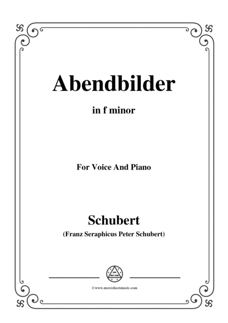 Schubert Abendbilder Nocturne D 650 In F Minor For Voice Piano Sheet Music