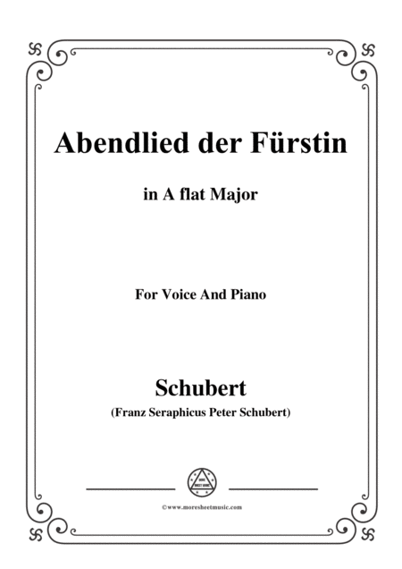 Free Sheet Music Schubert Abendlied Der Frstin In A Flat Major For Voice And Piano