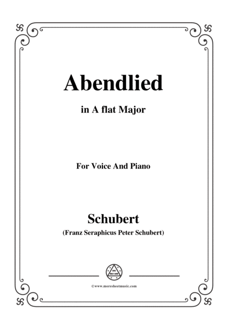 Schubert Abendlied In A Flat Major For Voice Piano Sheet Music