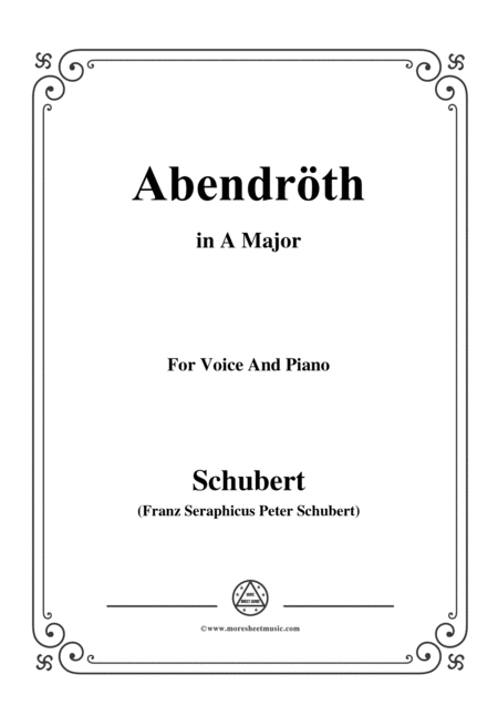 Schubert Abendrth In A Major For Voice Piano Sheet Music