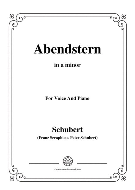 Schubert Abendstern In A Minor For Voice Piano Sheet Music