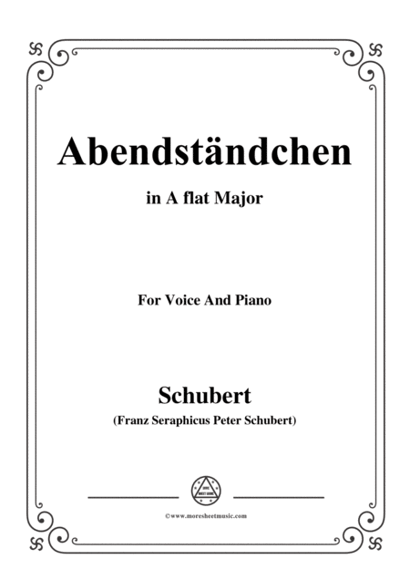 Free Sheet Music Schubert Abendstndchen In A Flat Major For Voice Piano