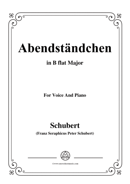 Free Sheet Music Schubert Abendstndchen In B Flat Major For Voice Piano