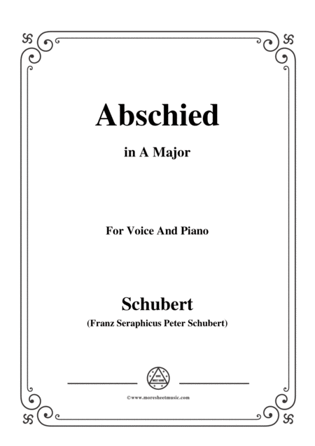 Free Sheet Music Schubert Abschied In A Major For Voice Piano