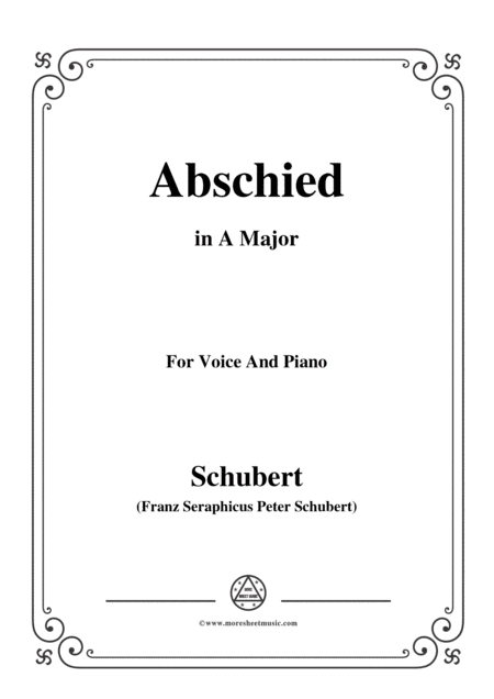 Schubert Abschied In A Major For Voice Piano Sheet Music