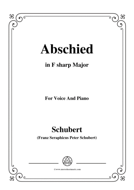 Schubert Abschied In F Sharp Major For Voice And Piano Sheet Music