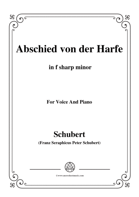 Schubert Abschied Von Der Harfe In F Sharp Minor For Voice Piano Sheet Music