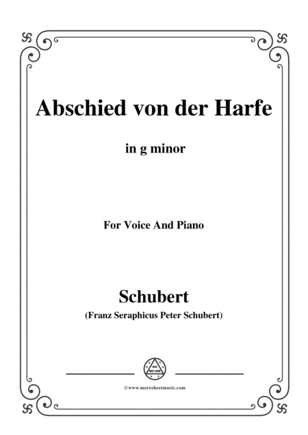 Schubert Abschied Von Der Harfe In G Minor For Voice Piano Sheet Music