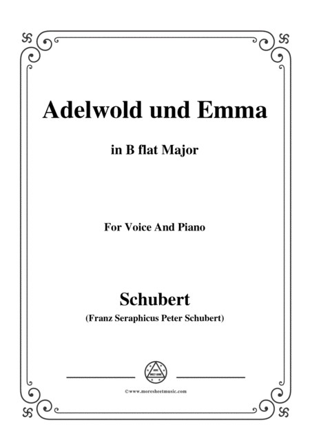 Free Sheet Music Schubert Adelwold Und Emma In B Flat Major For Voice Piano