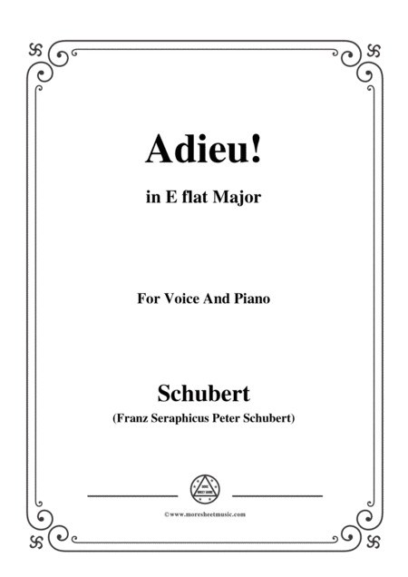 Schubert Adieu In E Flat Major For Voice Piano Sheet Music