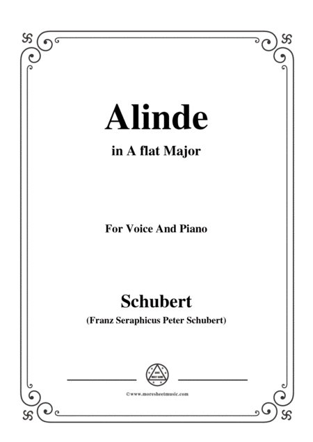 Schubert Alinde In A Flat Major Op 81 No 1 For Voice And Piano Sheet Music