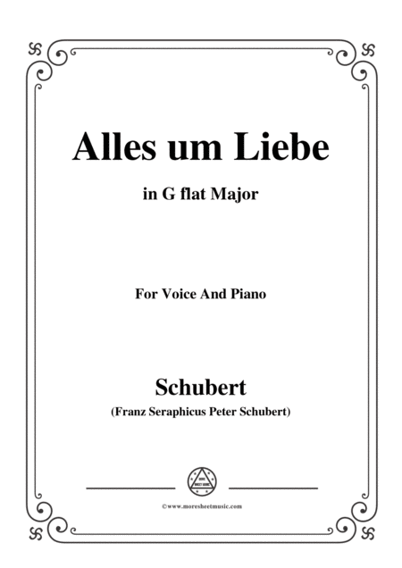 Free Sheet Music Schubert Alles Um Liebe In A Flat Major For Voice Piano