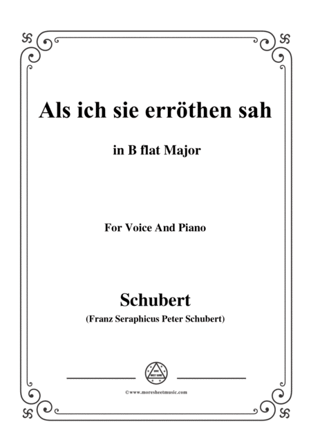 Schubert Als Ich Sie Errothen Sah In B Flat Major For Voice And Piano Sheet Music