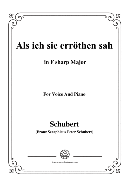 Schubert Als Ich Sie Errothen Sah In F Sharp Major For Voice And Piano Sheet Music