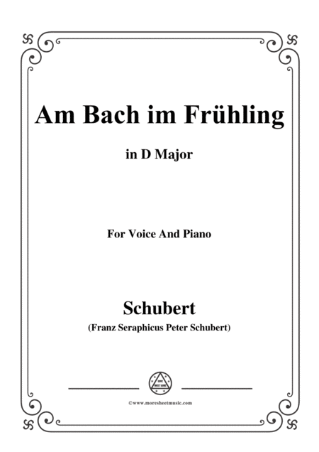 Schubert Am Bach Im Frhling In D Major Op 109 No 1 For Voice And Piano Sheet Music