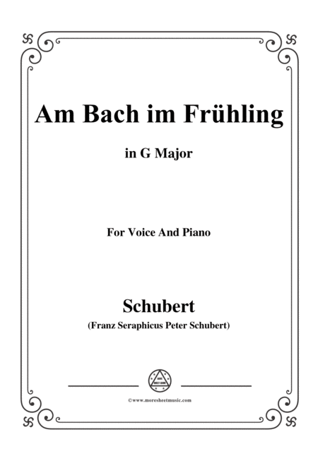 Schubert Am Bach Im Frhling In G Major Op 109 No 1 For Voice And Piano Sheet Music