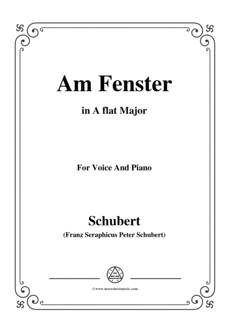 Schubert Am Fenster Op 105 No 3 In A Flat Major For Voice Piano Sheet Music