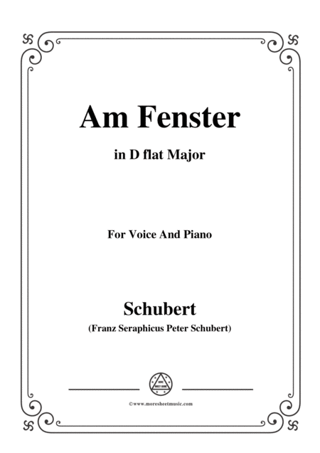 Free Sheet Music Schubert Am Fenster Op 105 No 3 In D Flat Major For Voice Piano