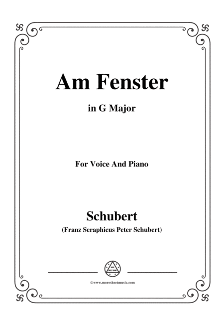 Schubert Am Fenster Op 105 No 3 In G Major For Voice Piano Sheet Music